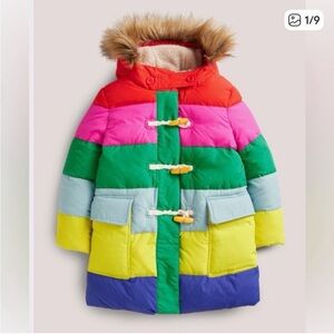 Mini Boden Rainbow Stripe Coat
